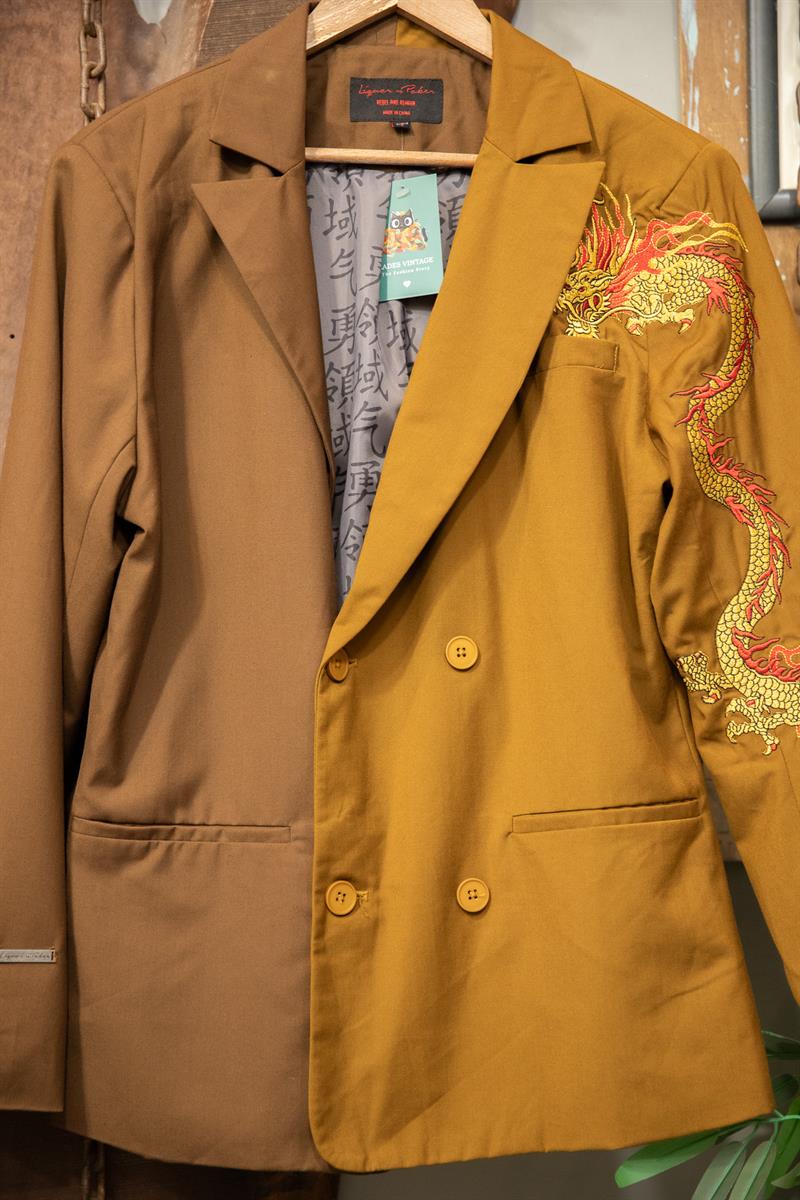 90s Oriental Dragon Nakış Ceket