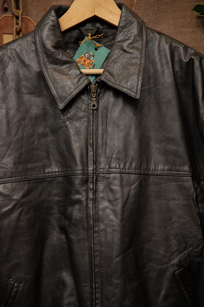 90s Oversize Bomber Moto Deri Ceket