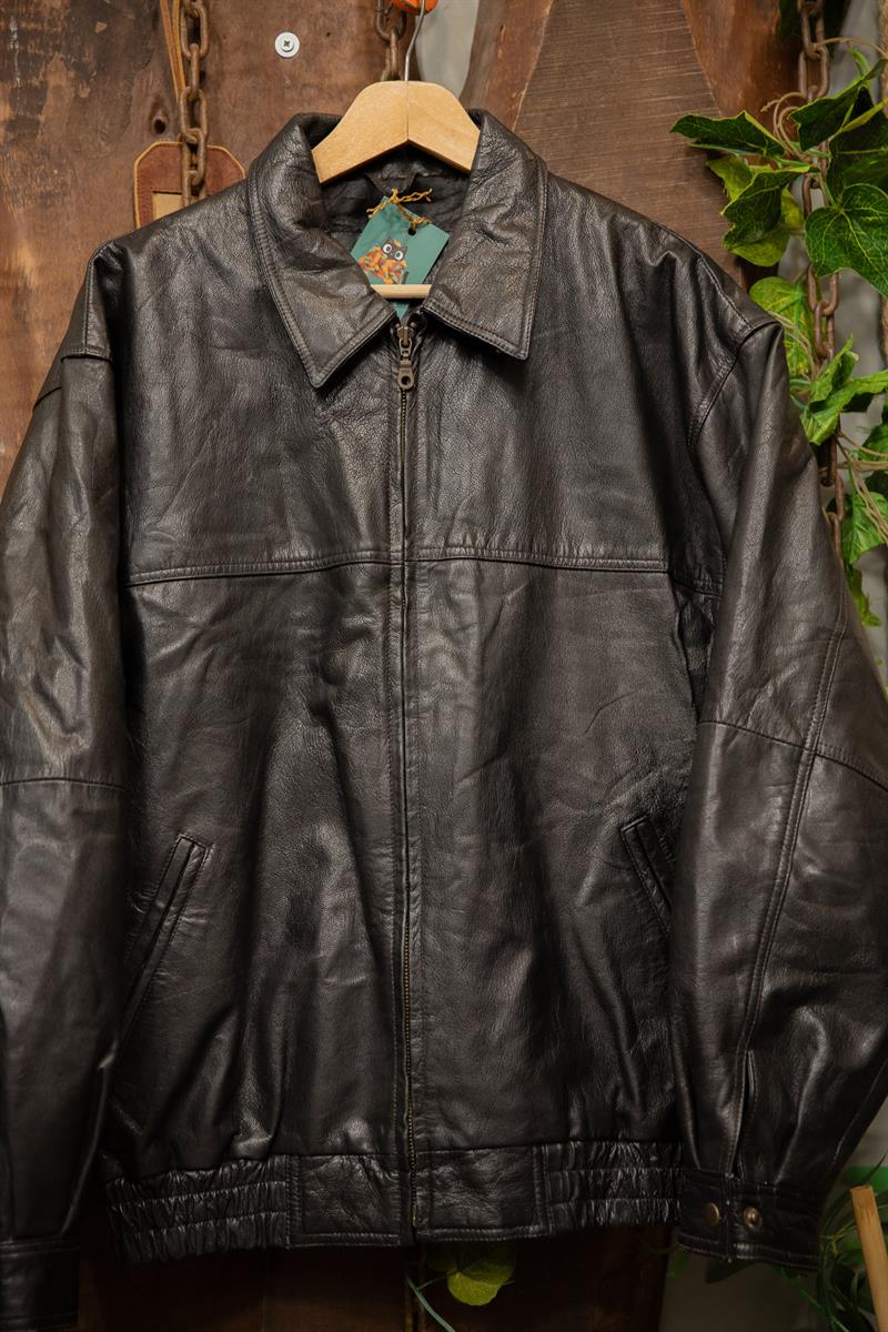 90s Oversize Bomber Moto Deri Ceket