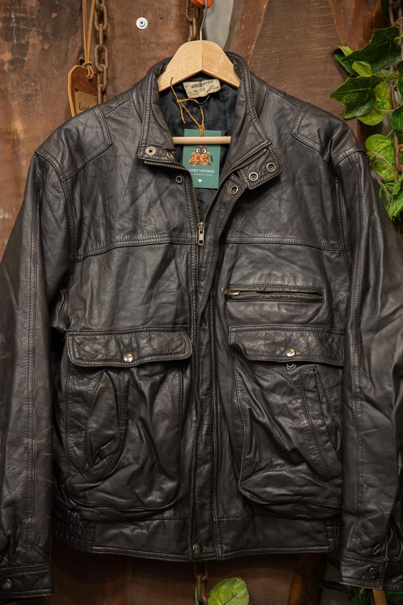 90s Oversize Cepli Moto Bomber Deri Ceket
