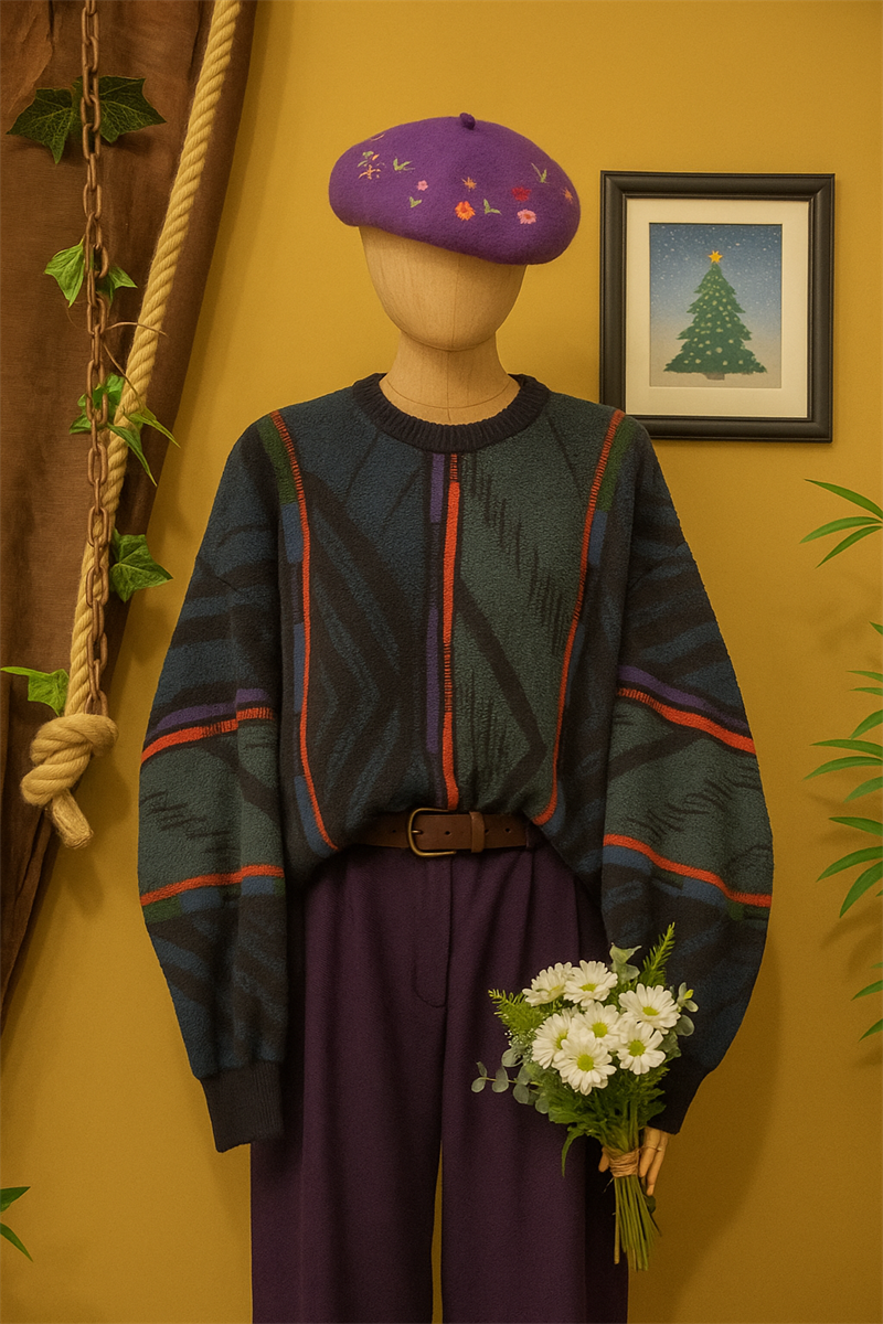90s Oversize Örgü Kazak