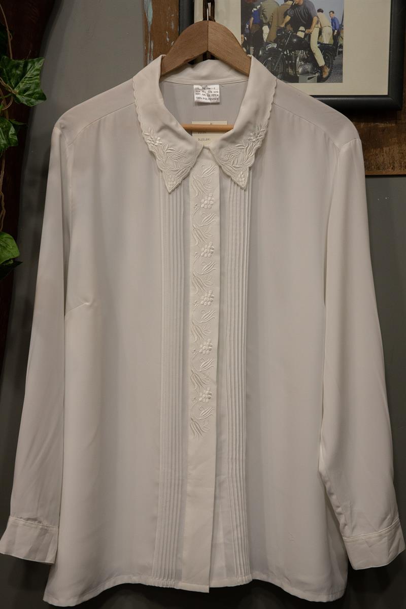 90s PARIS Nakış Yaka Kadın Gömlek