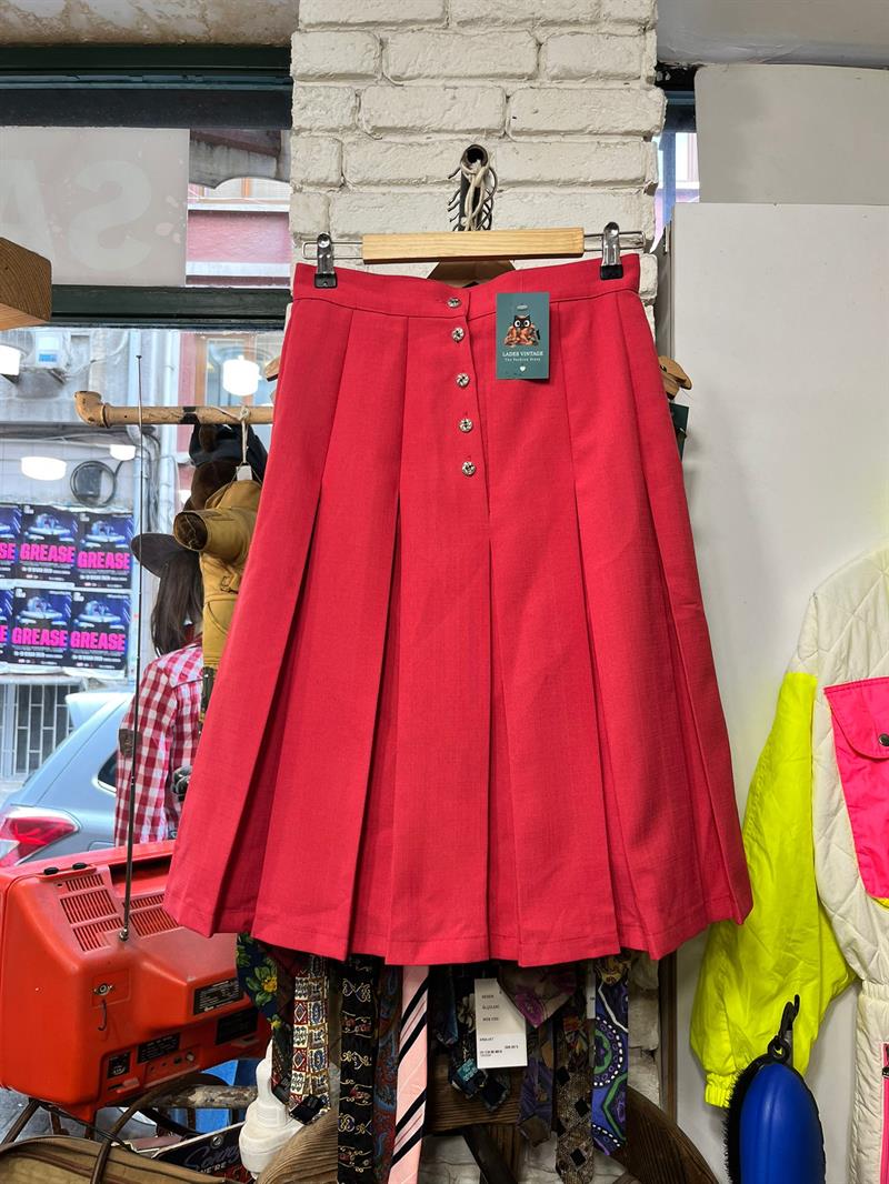 90s Pileli Pink Etek