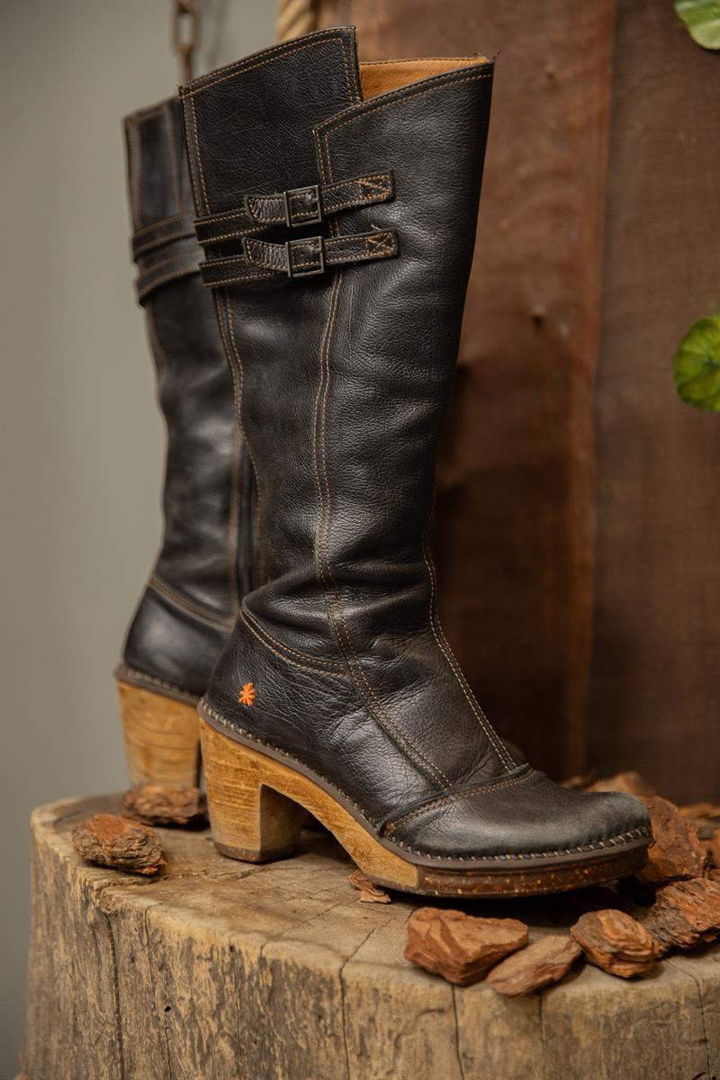 90s Platform Buckle Knee-High Deri Çizme