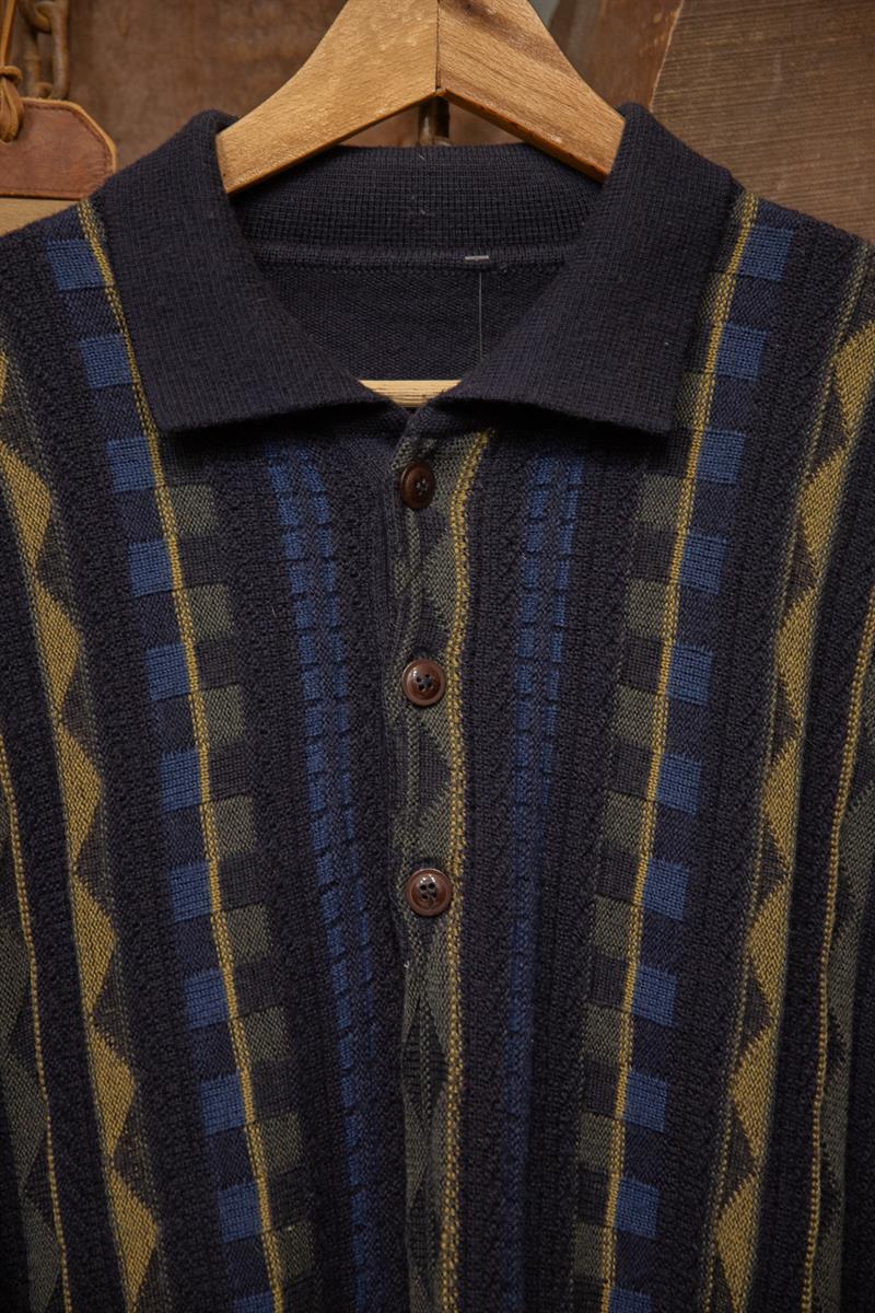 90s Polo Yaka Navy Kazak