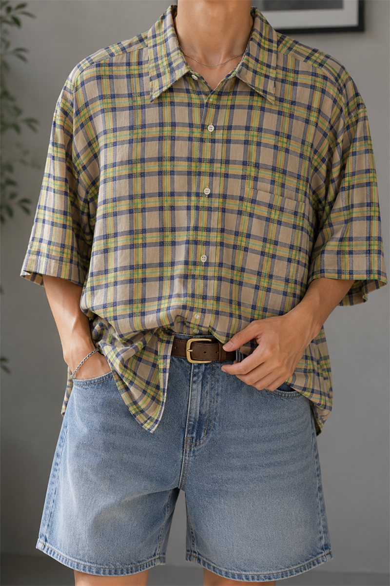 90s Preppy Plaid Ekose Gömlek