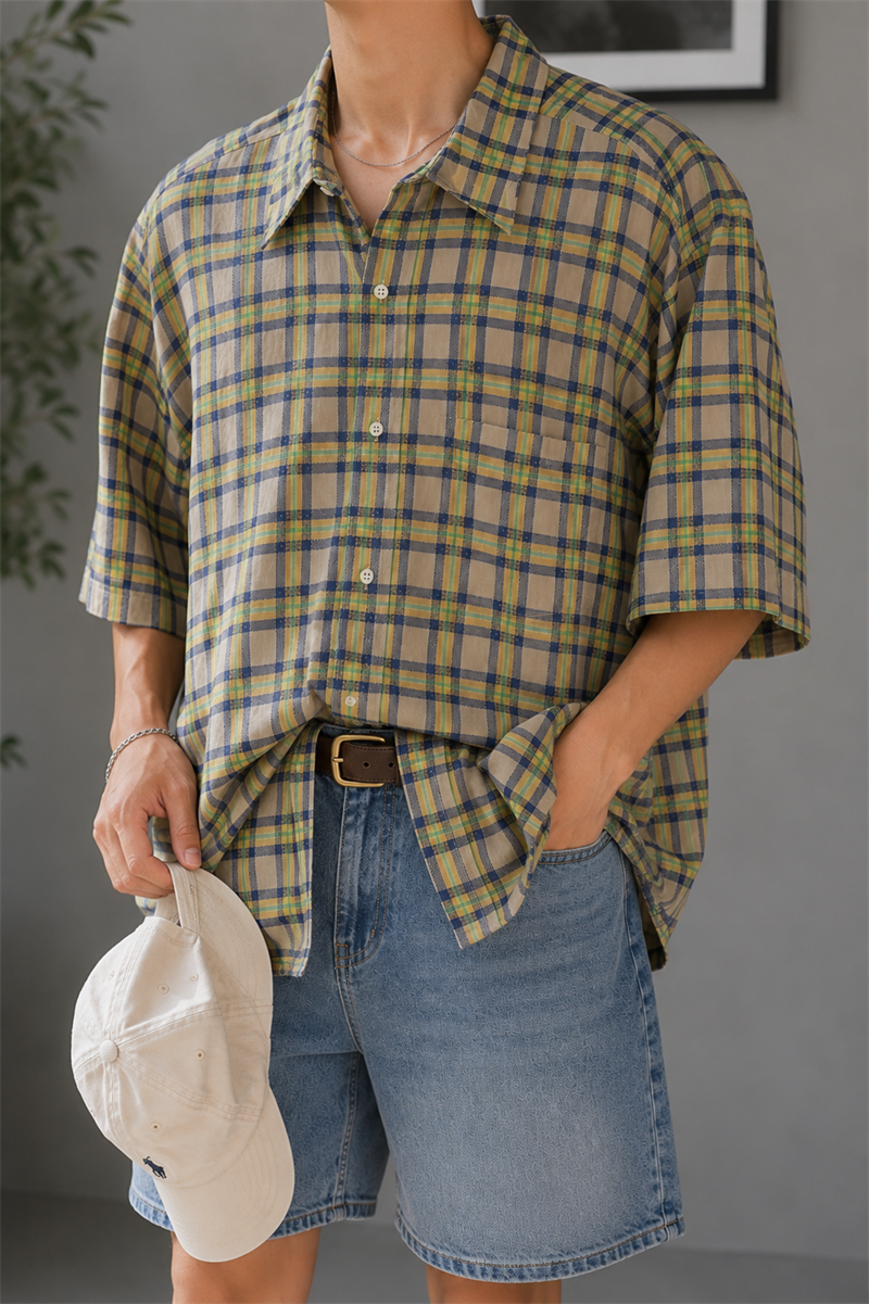 90s Preppy Plaid Ekose Gömlek