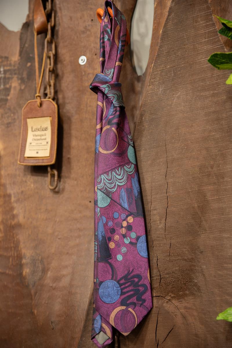 90s Purple Silk Kravat