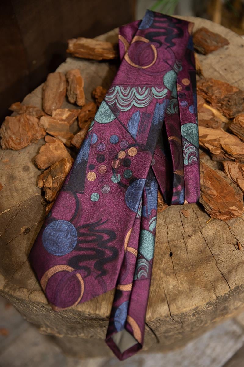 90s Purple Silk Kravat