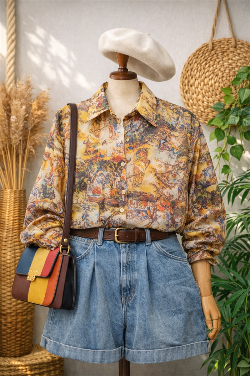 90s Rönesans Art Gömlek