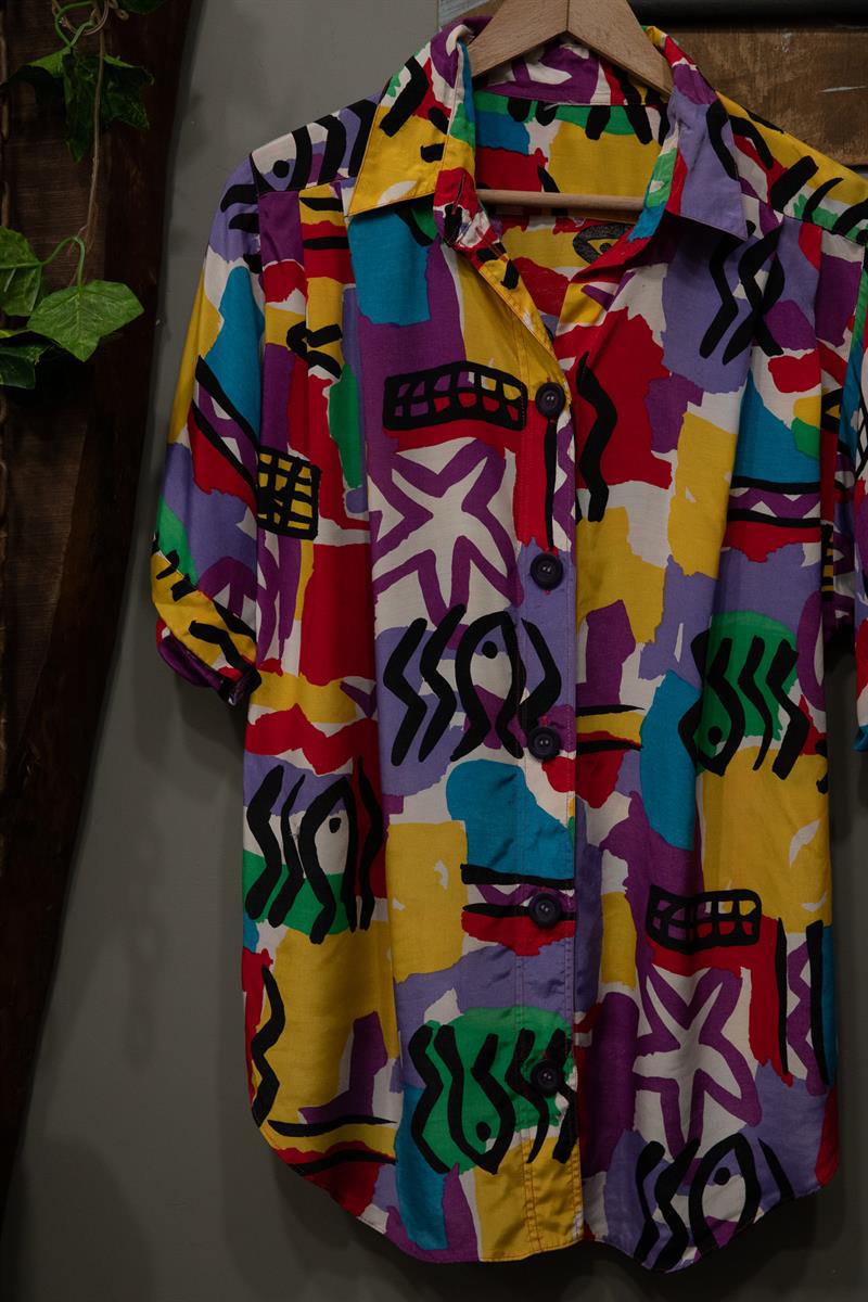 90s Salaş Renkli Gömlek