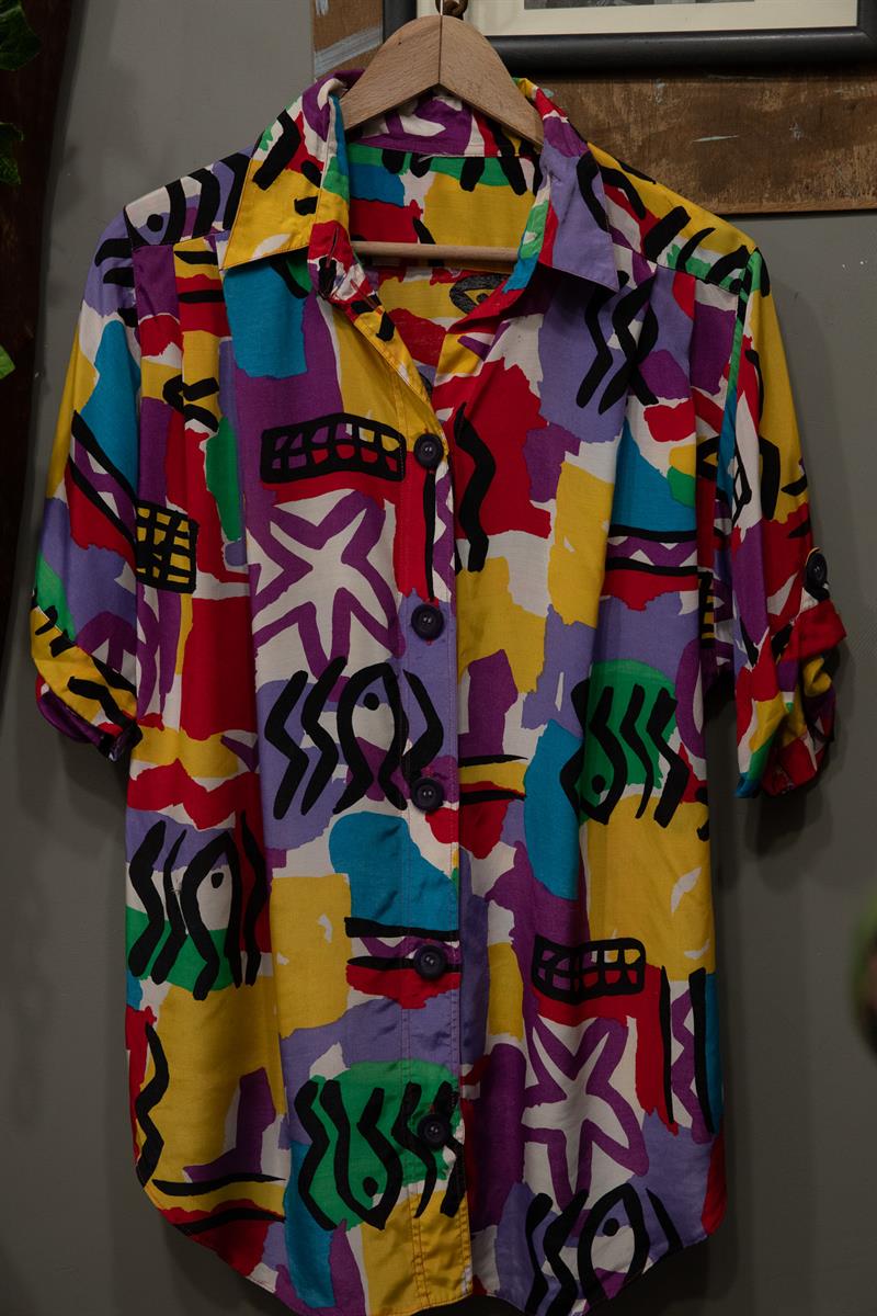 90s Salaş Renkli Gömlek