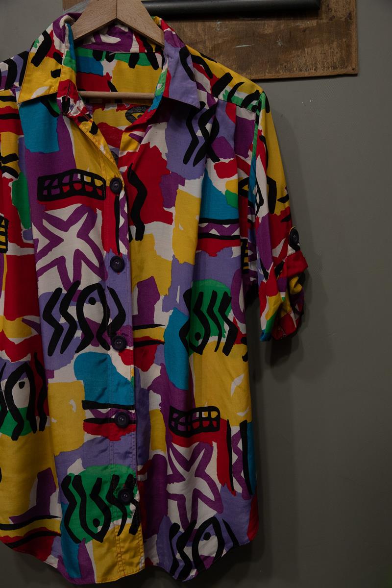 90s Salaş Renkli Gömlek