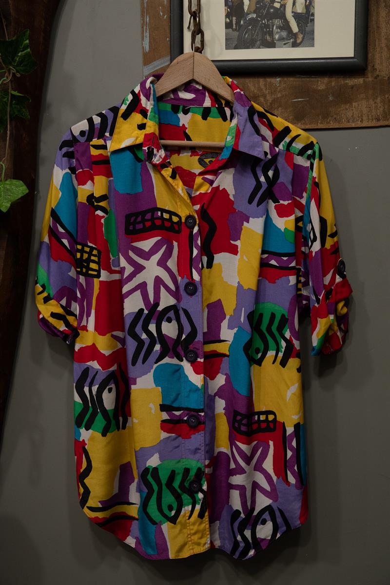 90s Salaş Renkli Gömlek