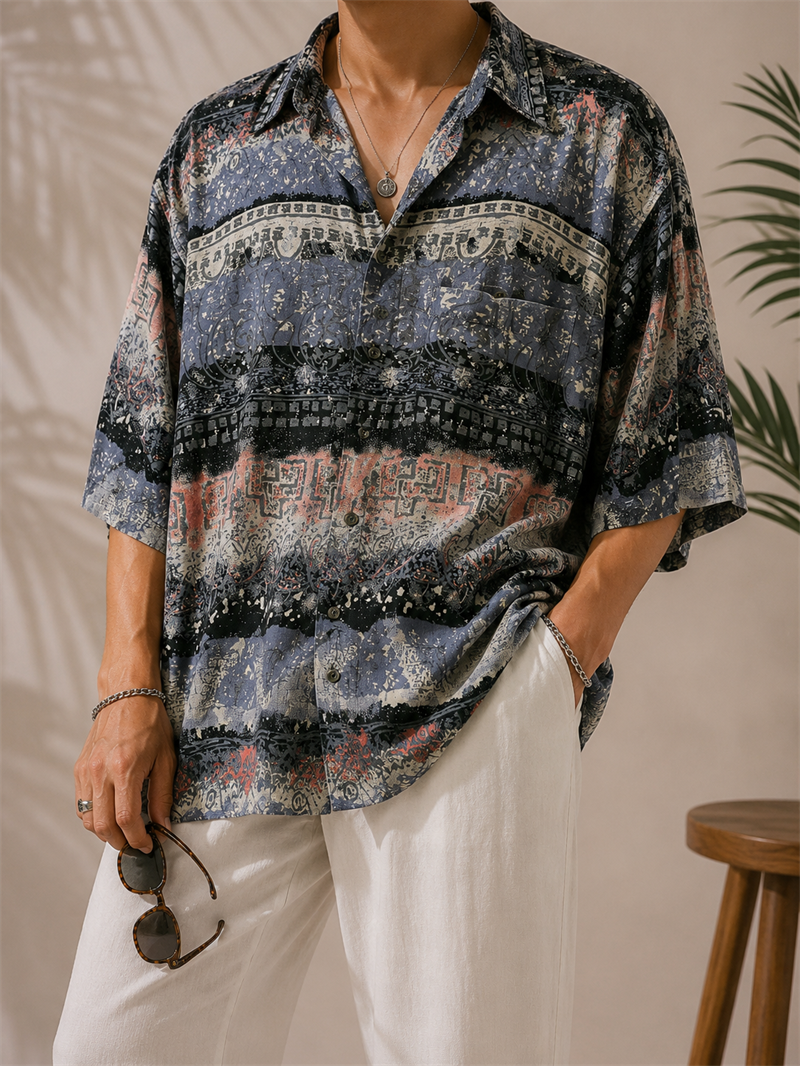90s Tribal Aztec Oversize Gömlek