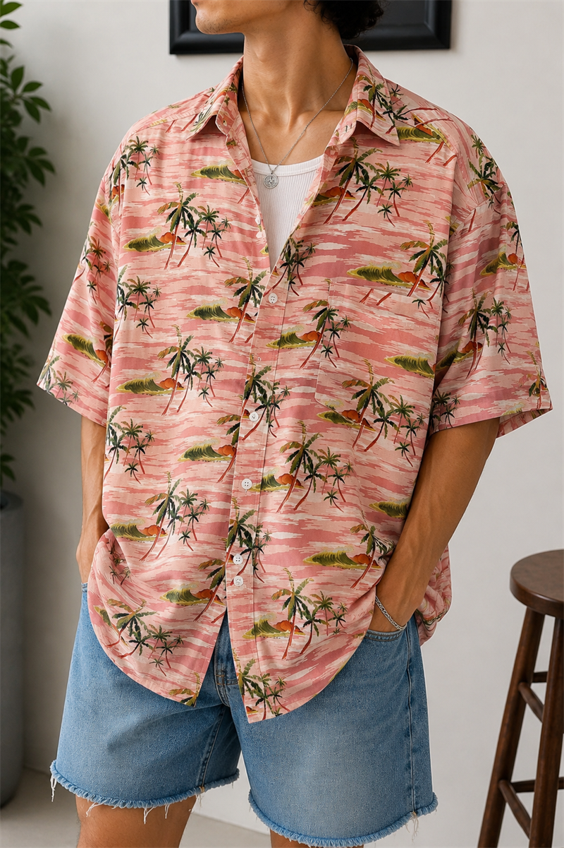 90s Tropikal Hawaii Gömlek