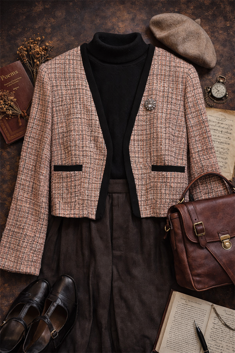 90s Tweed Pembe Blazer Ceket