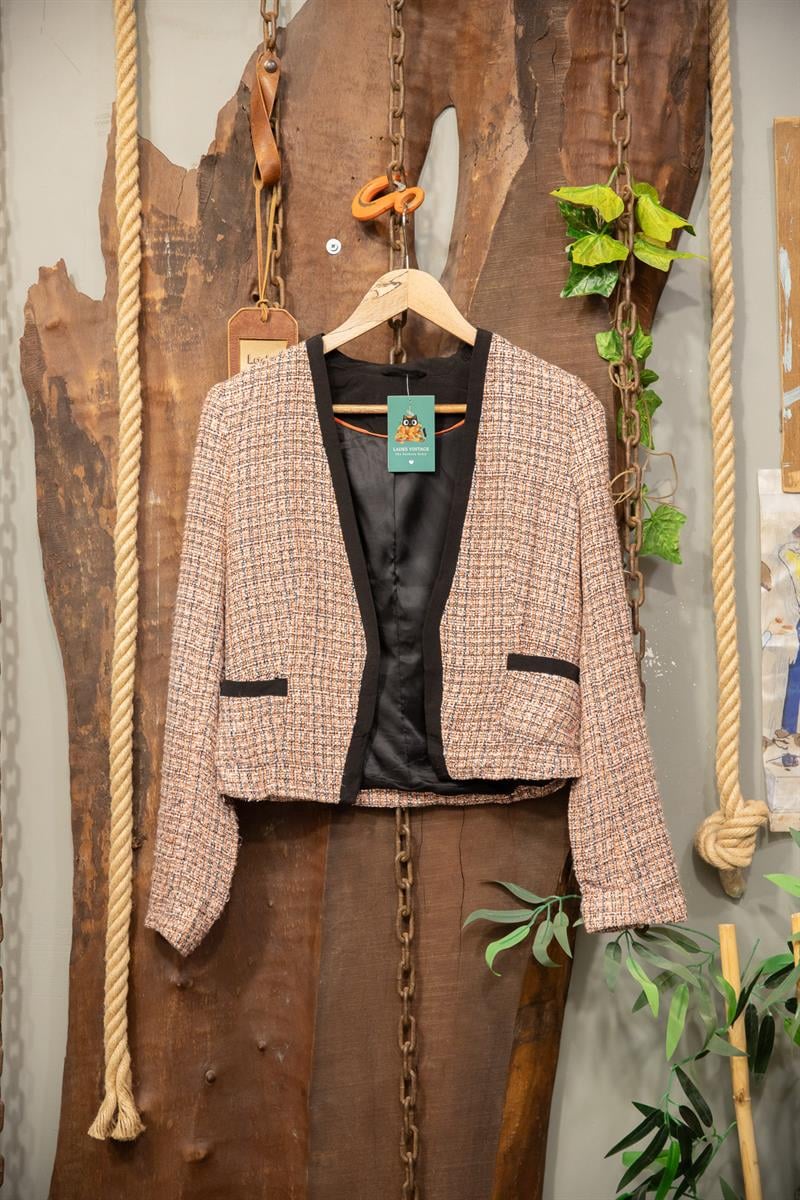 90s Tweed Pembe Blazer Ceket