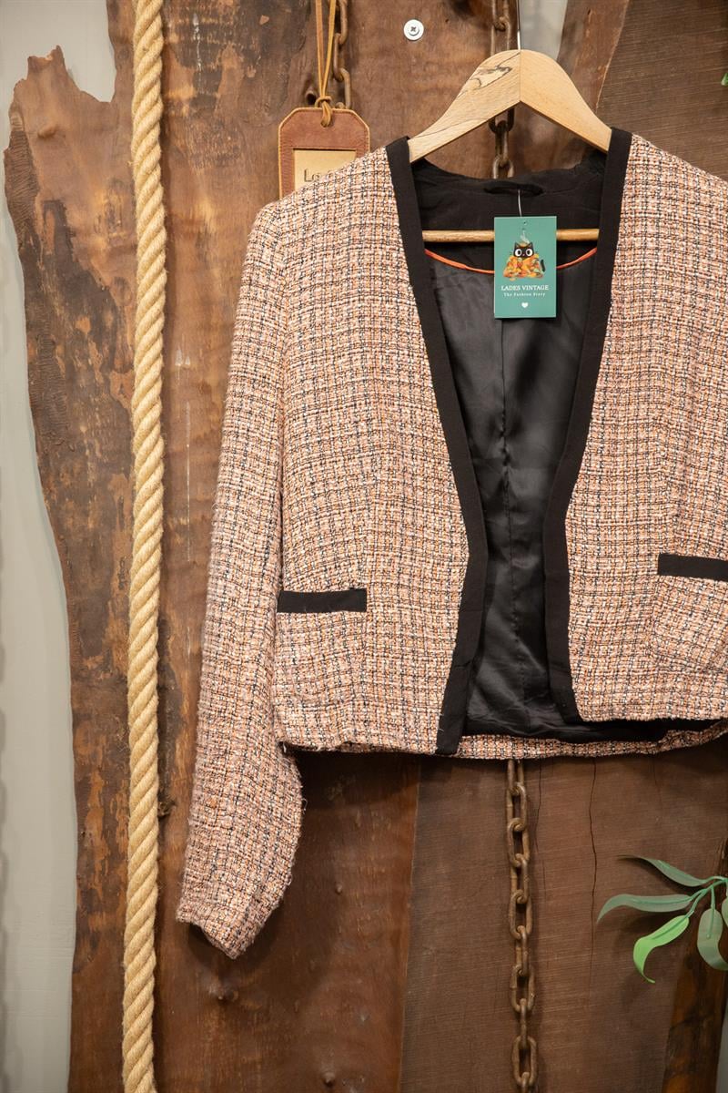 90s Tweed Pembe Blazer Ceket