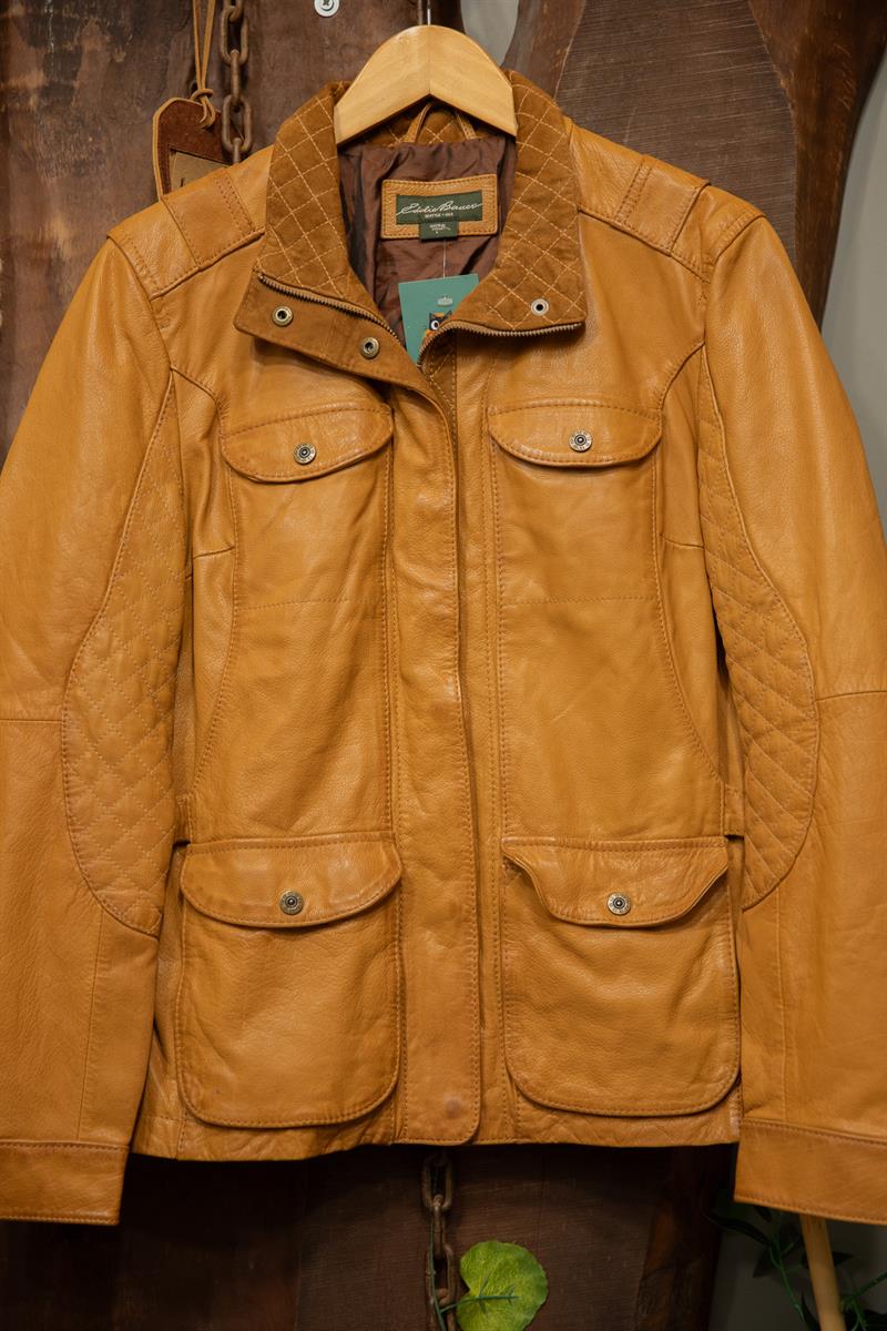 90s Western Biker Açık Kahve Deri Ceket