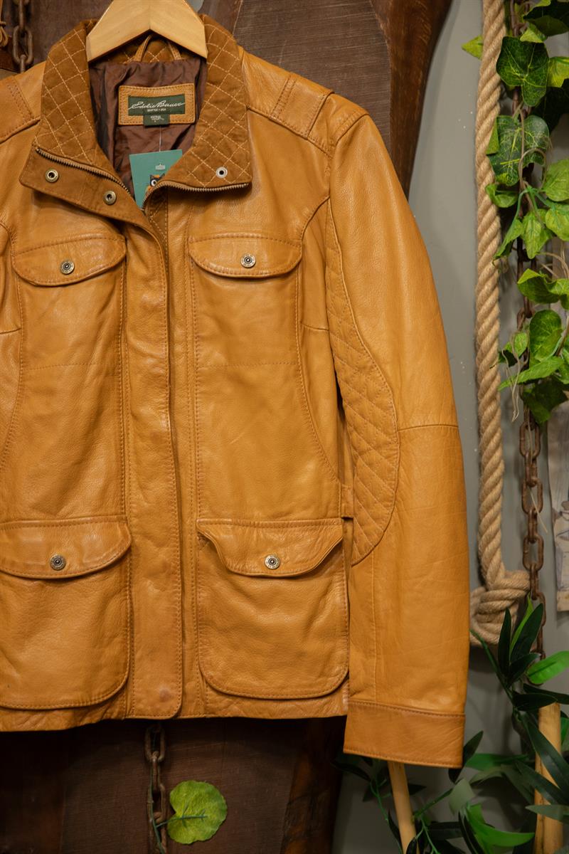 90s Western Biker Açık Kahve Deri Ceket