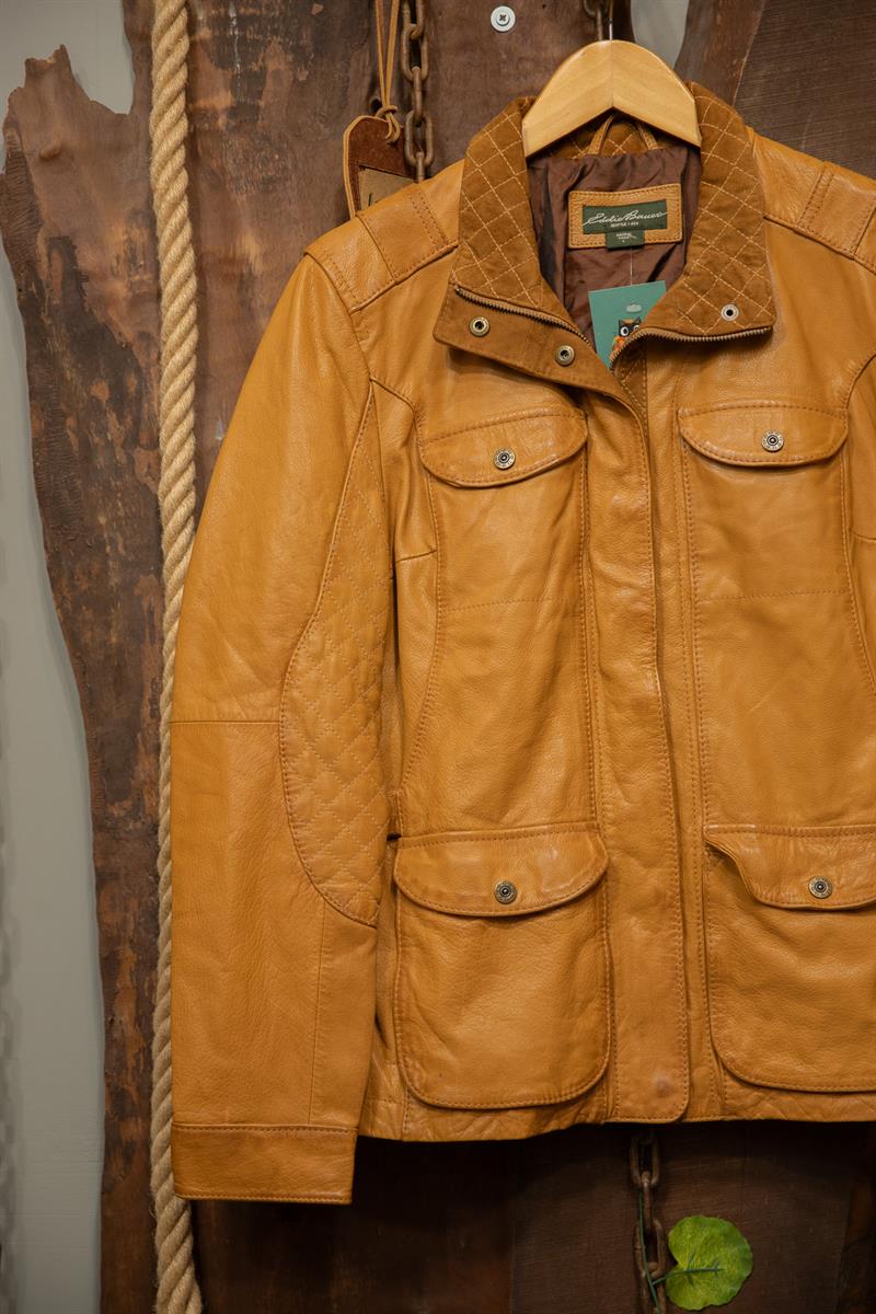 90s Western Biker Açık Kahve Deri Ceket