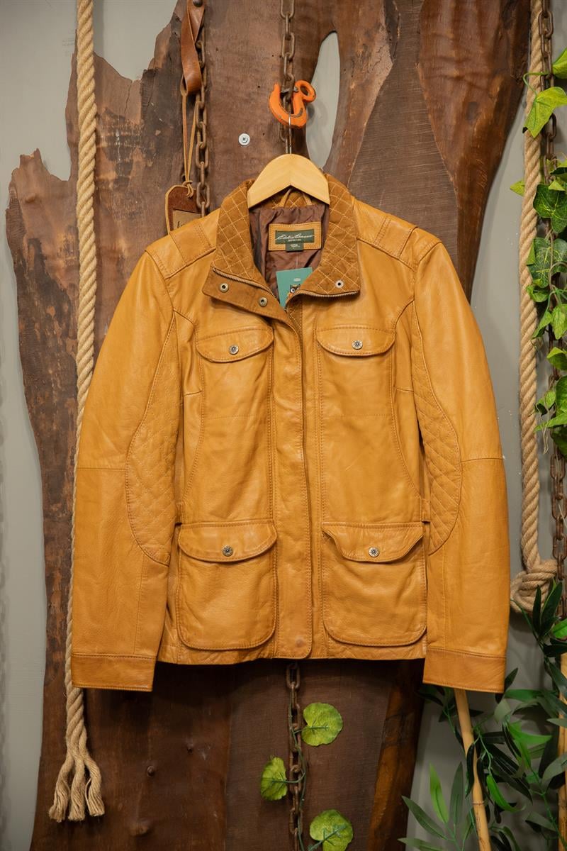 90s Western Biker Açık Kahve Deri Ceket
