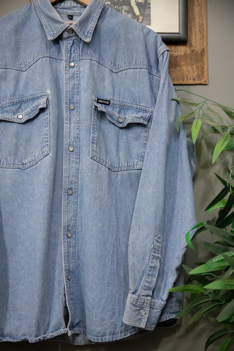 90s Western Cep Detay Kot Gömlek