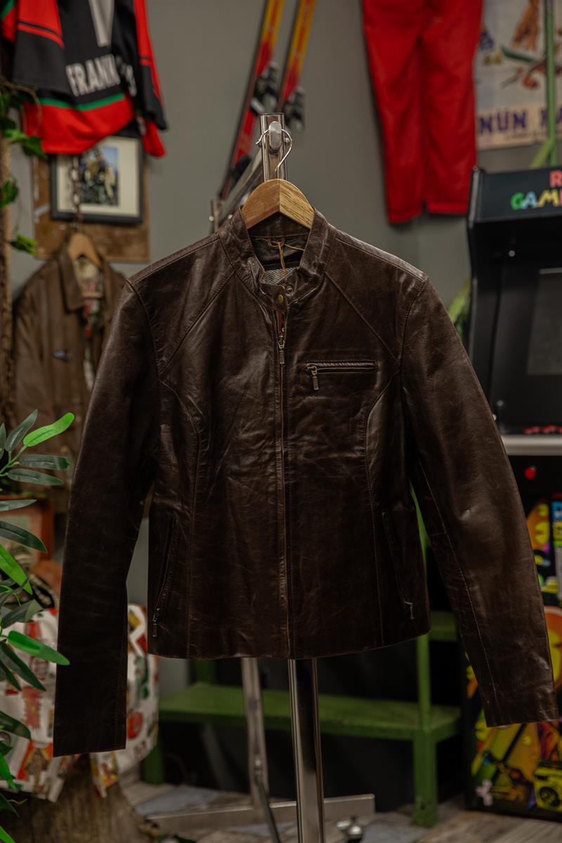 Acı Kahve American Biker Model Unisex Deri Ceket