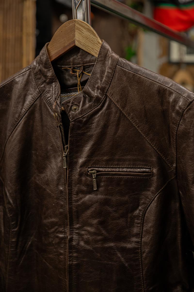 Acı Kahve American Biker Model Unisex Deri Ceket