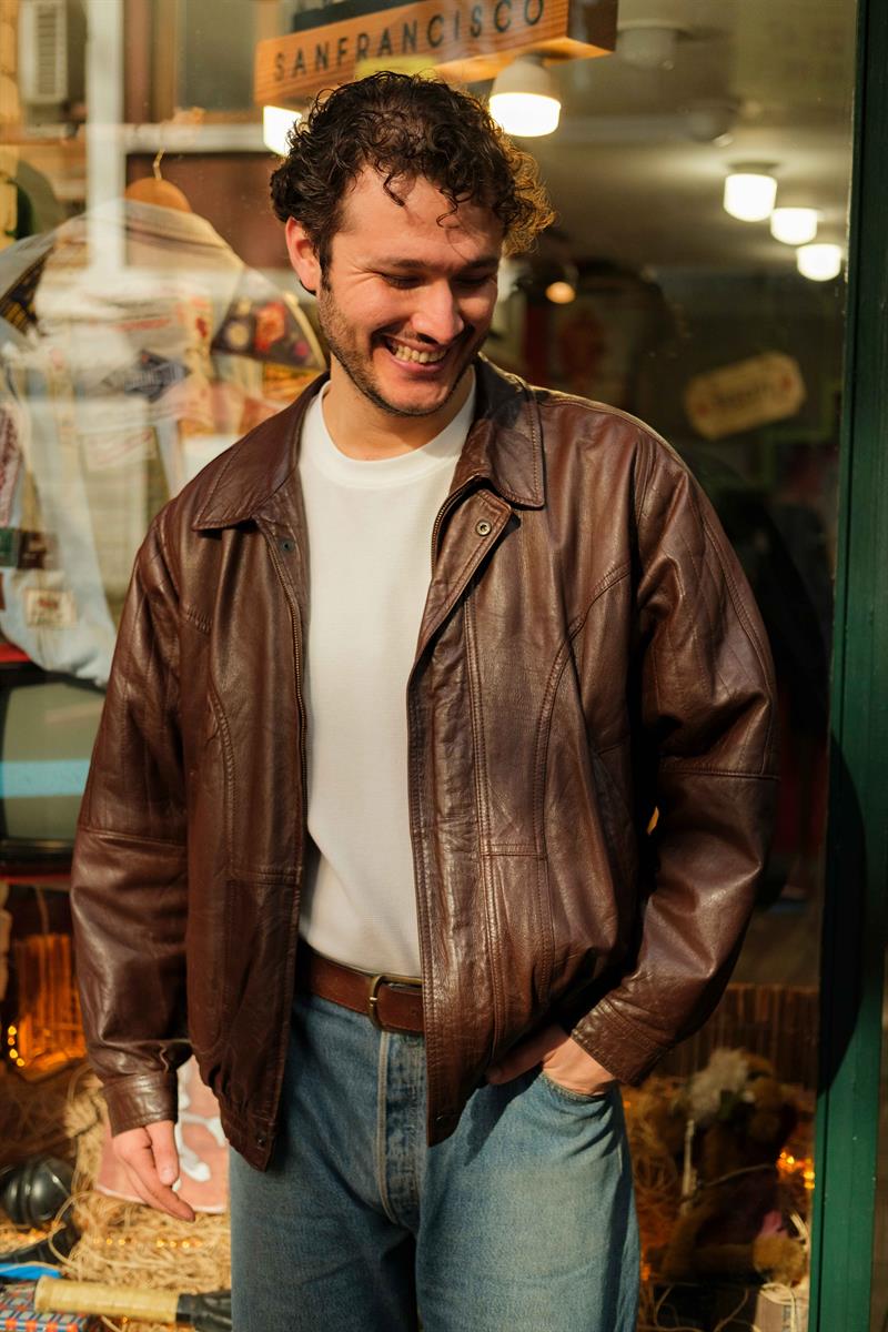 ACI KAHVE BOMBER UNİSEX DERİ CEKET