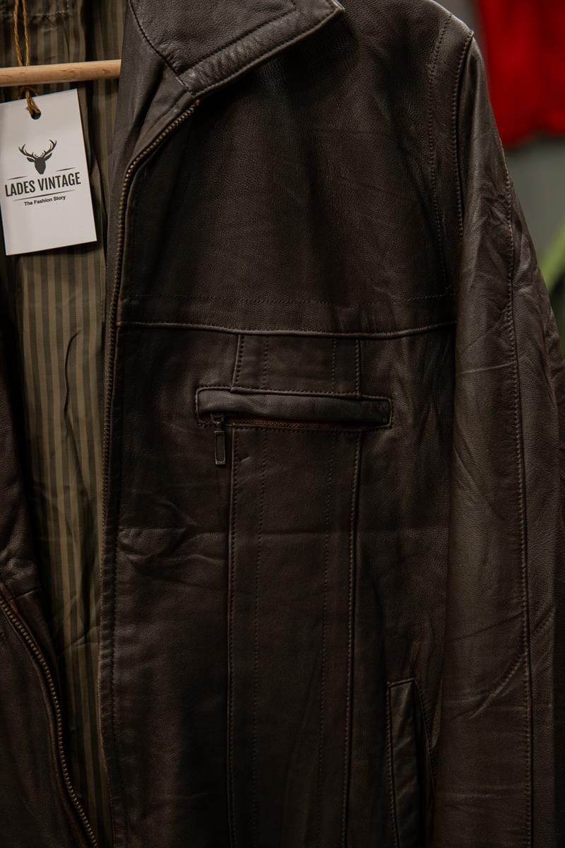 Acı Kahve Renk Biker Model Unisex Deri Ceket