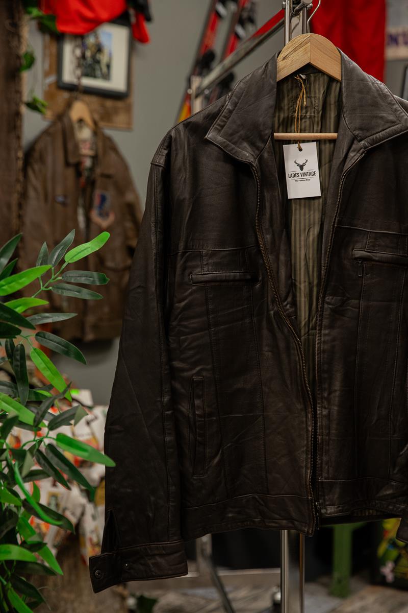 Acı Kahve Renk Biker Model Unisex Deri Ceket