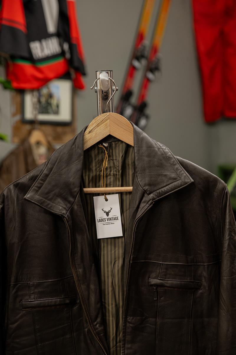 Acı Kahve Renk Biker Model Unisex Deri Ceket
