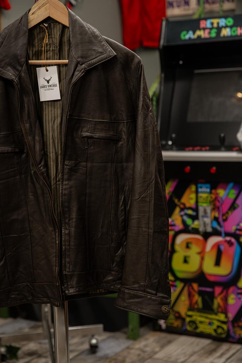 Acı Kahve Renk Biker Model Unisex Deri Ceket