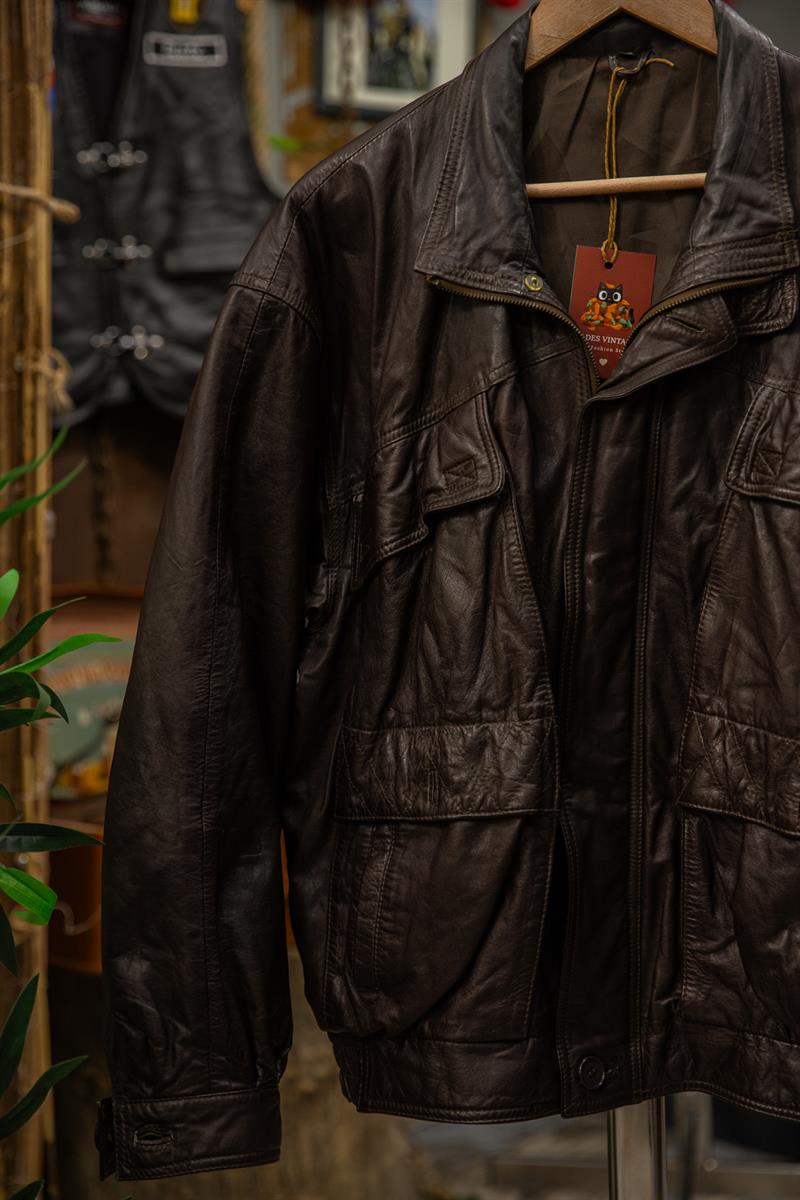 Acı Kahve Renk Bomber Unisex Deri Ceket