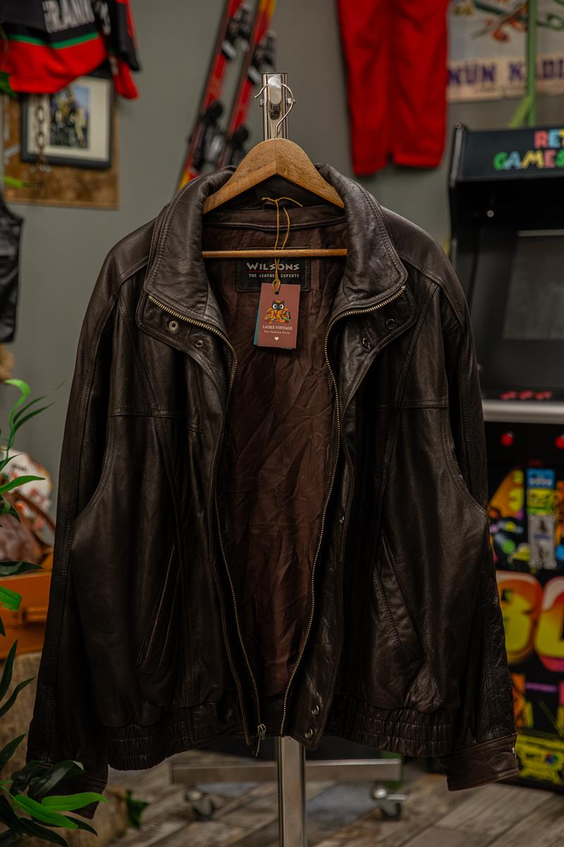 Acı Kahve Renk WILSONS Unisex Bomber Deri Ceket