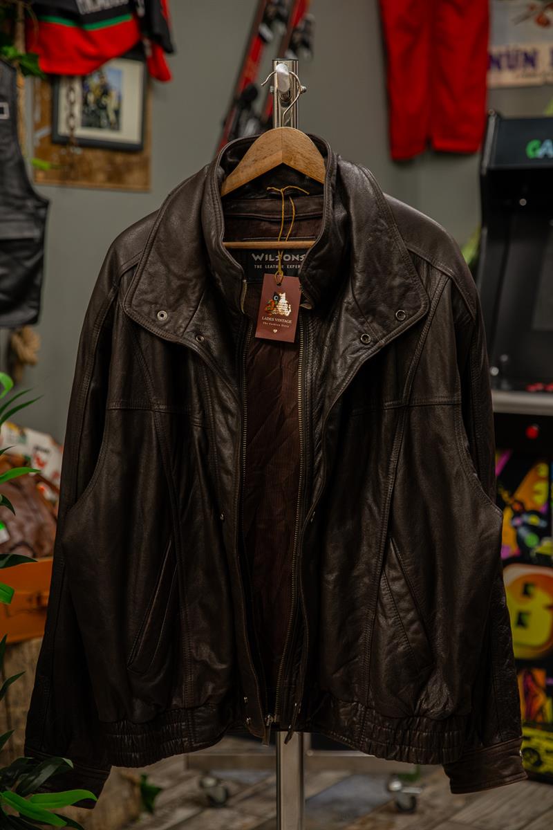 Acı Kahve Renk WILSONS Unisex Bomber Deri Ceket