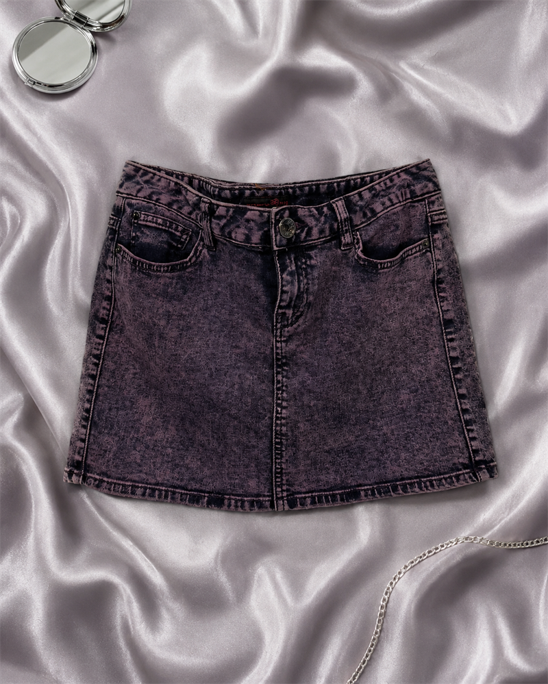 Acid Wash Denim Mini Etek