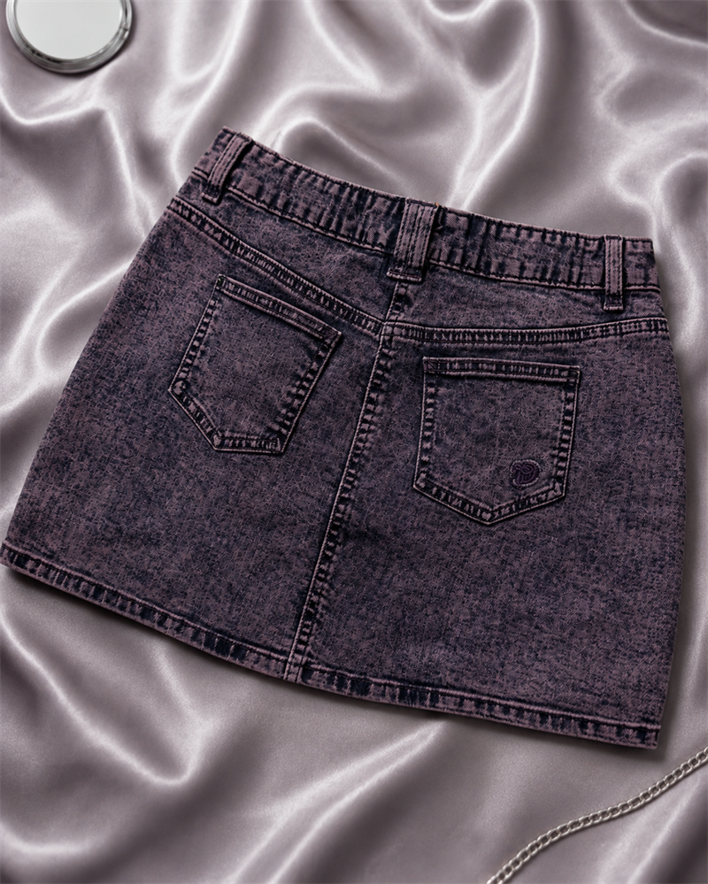 Acid Wash Denim Mini Etek