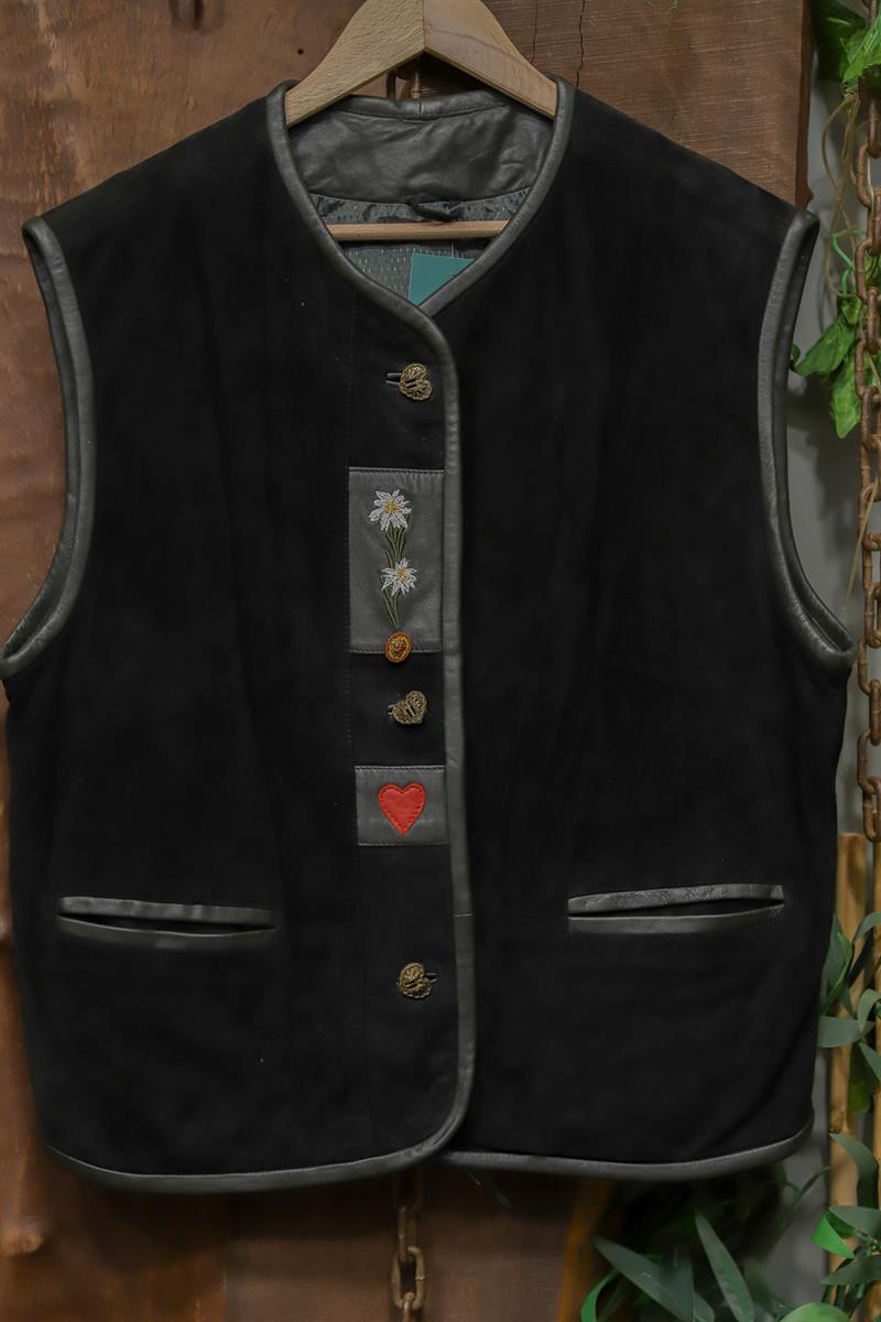 Alpine Boho Vest Süet Deri Yelek/Ceket