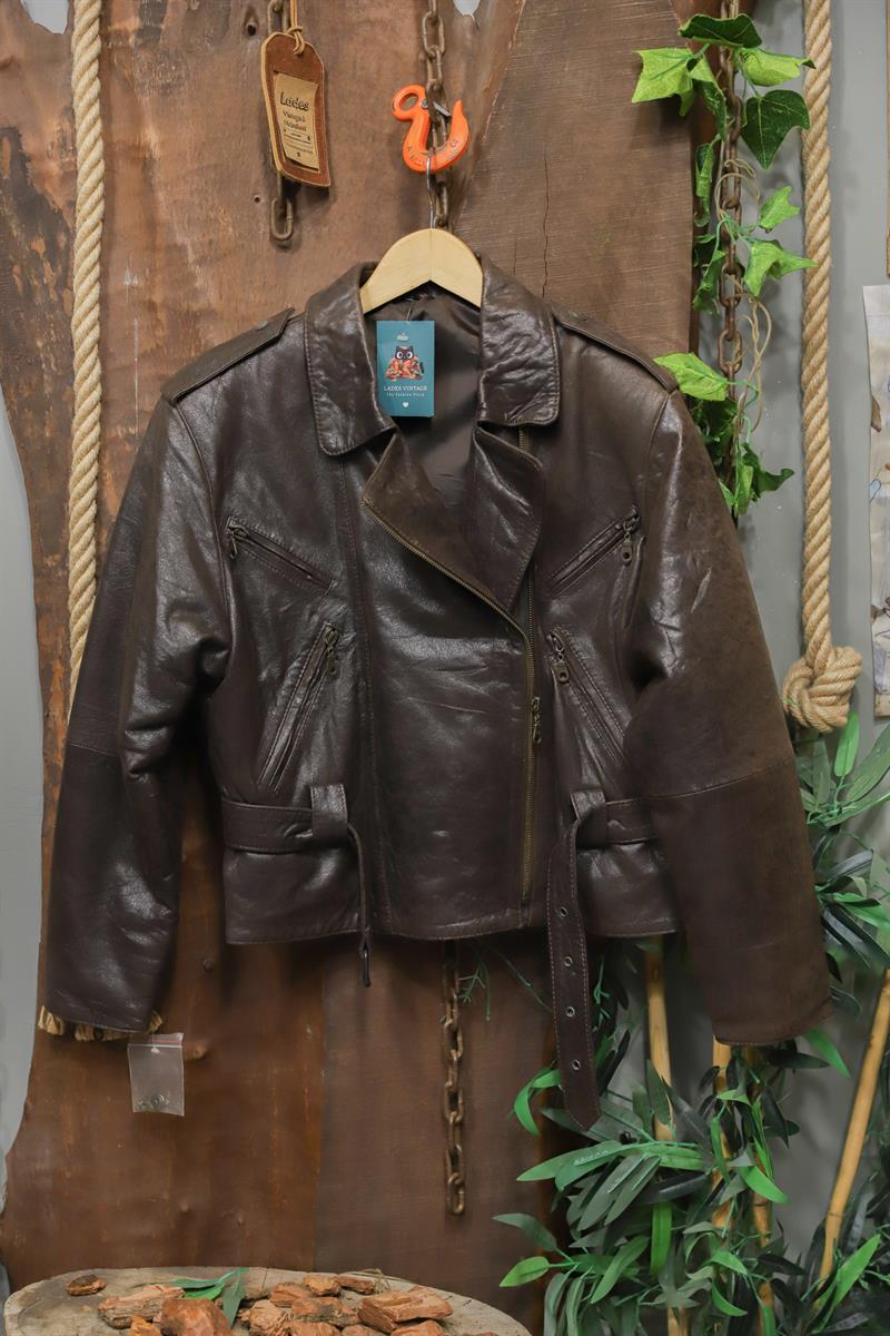 American Biker Acı Kahve Deri Ceket
