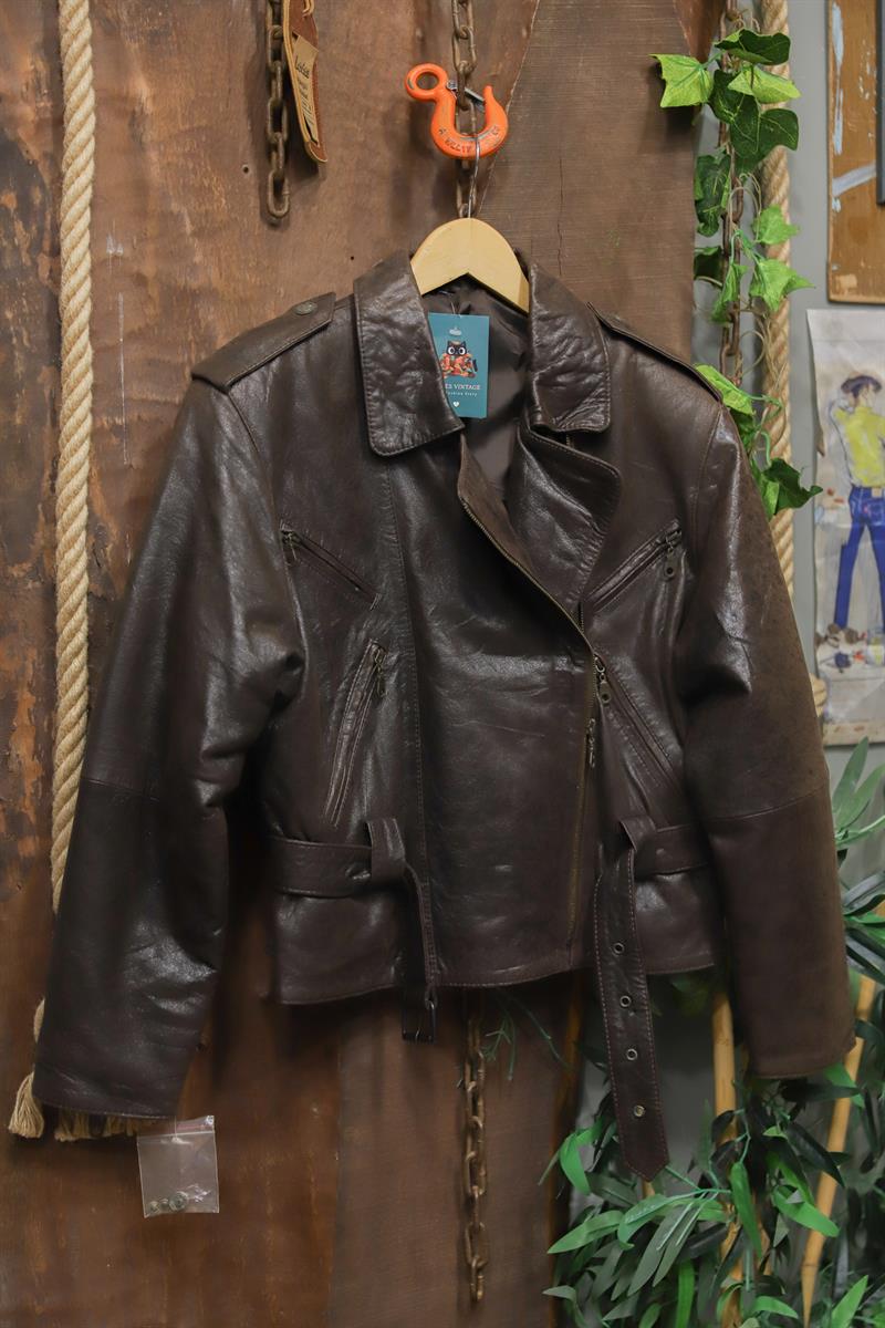 American Biker Acı Kahve Deri Ceket