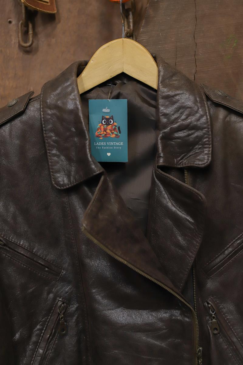 American Biker Acı Kahve Deri Ceket