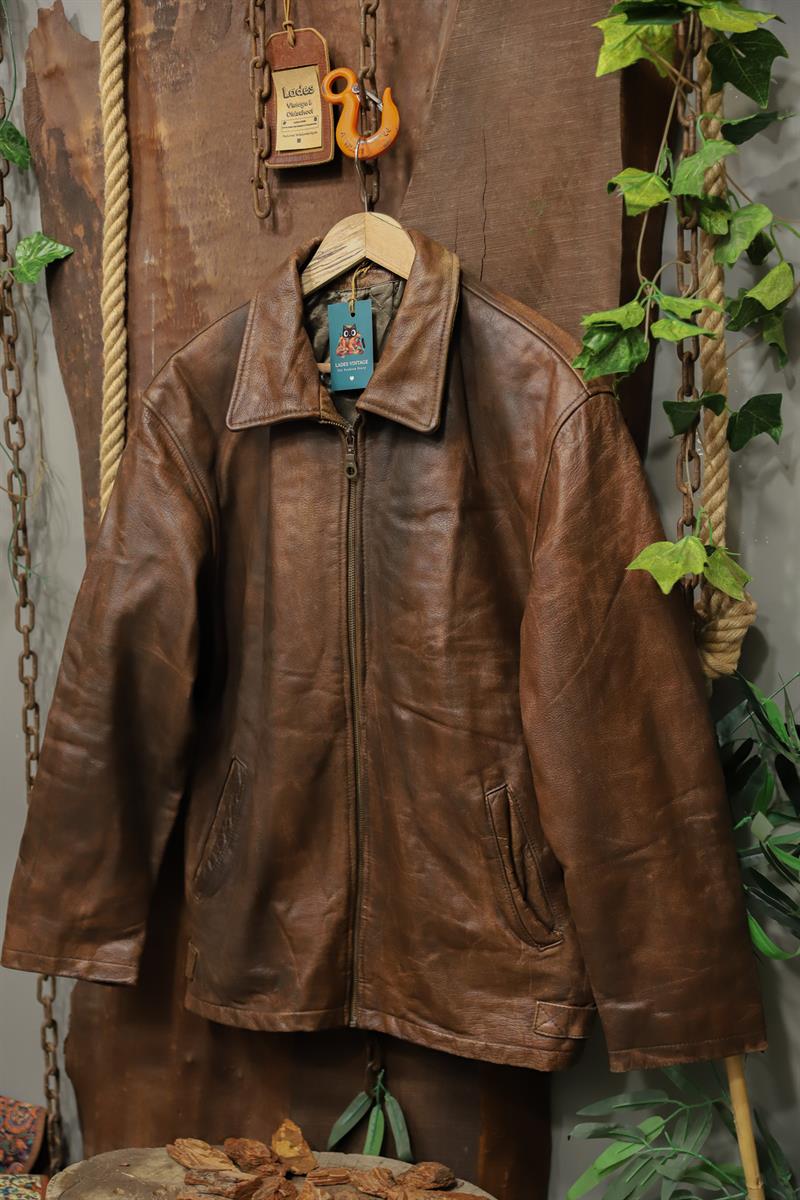 American Biker Classic Brown Deri Ceket