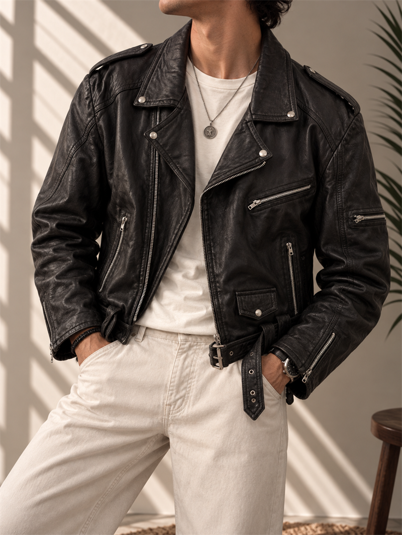 American Biker Deri Ceket