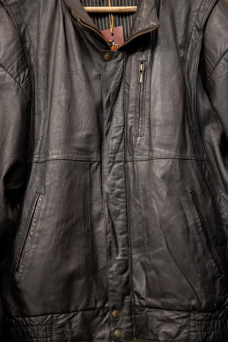 American Bomber Black Deri Ceket