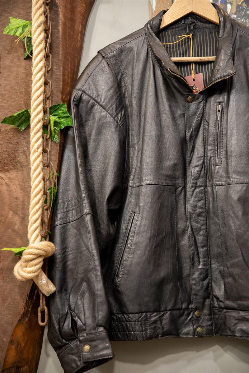 American Bomber Black Deri Ceket