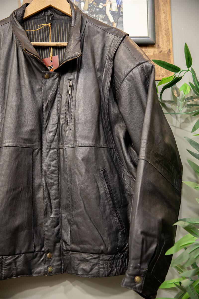 American Bomber Black Deri Ceket