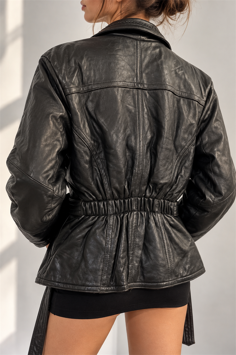 American Kemerli Biker Deri Ceket